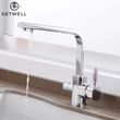 Kép 4/18 - Square-R, két karos, 3 utas Konyhai Csap Víztisztítókhoz Króm színben