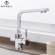 Kép 5/18 - Square-R, két karos, 3 utas Konyhai Csap Víztisztítókhoz Króm színben
