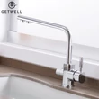 Kép 6/18 - Square-R, két karos, 3 utas Konyhai Csap Víztisztítókhoz Króm színben