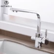 Kép 7/18 - Square-R, két karos, 3 utas Konyhai Csap Víztisztítókhoz Króm színben
