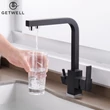 Kép 2/18 - Square-S, két karos, 3 utas Konyhai Csap Víztisztítókhoz fekete színben