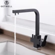Kép 3/18 - Square-S, két karos, 3 utas Konyhai Csap Víztisztítókhoz fekete színben
