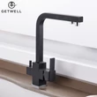 Kép 5/18 - Square-S, két karos, 3 utas Konyhai Csap Víztisztítókhoz fekete színben