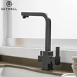 Kép 6/18 - Square-S, két karos, 3 utas Konyhai Csap Víztisztítókhoz Olaj fekete színben