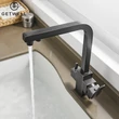 Kép 8/18 - Square-S, két karos, 3 utas Konyhai Csap Víztisztítókhoz Olaj fekete színben