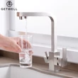 Kép 2/18 - Square-S, két karos, 3 utas Konyhai Csap Víztisztítókhoz Nikkel színben