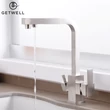 Kép 4/18 - Square-S, két karos, 3 utas Konyhai Csap Víztisztítókhoz Nikkel színben