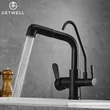Kép 9/25 - Dipper, 3 utas, Kihúzható Zuhanyfejes Konyhai Csap Vízszűrőkhöz Fekete színben