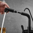 Kép 12/25 - Dipper, 3 utas, Kihúzható Zuhanyfejes Konyhai Csap Vízszűrőkhöz Fekete színben