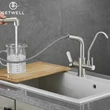 Kép 4/26 - Dipper, 3 utas, Kihúzható Zuhanyfejes Konyhai Csap Vízszűrőkhöz Nikkel színben
