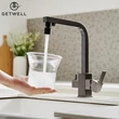 Kép 5/25 - Square, két karos, 3 utas Konyhai Csap Víztisztítókhoz GunGrey színben
