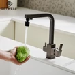 Kép 8/25 - Square, két karos, 3 utas Konyhai Csap Víztisztítókhoz GunGrey színben