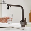 Kép 14/25 - Square, két karos, 3 utas Konyhai Csap Víztisztítókhoz GunGrey színben