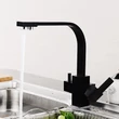 Kép 7/7 - Square, két karos, 3 utas Konyhai Csap Víztisztítókhoz Fekete színben
