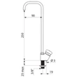 Kép 2/2 - DELABIE pohártöltő ivókútfej, nyomógombos, elengedés után azonnal elzáró szeleppel, 250 mm magas fix kifolyóval