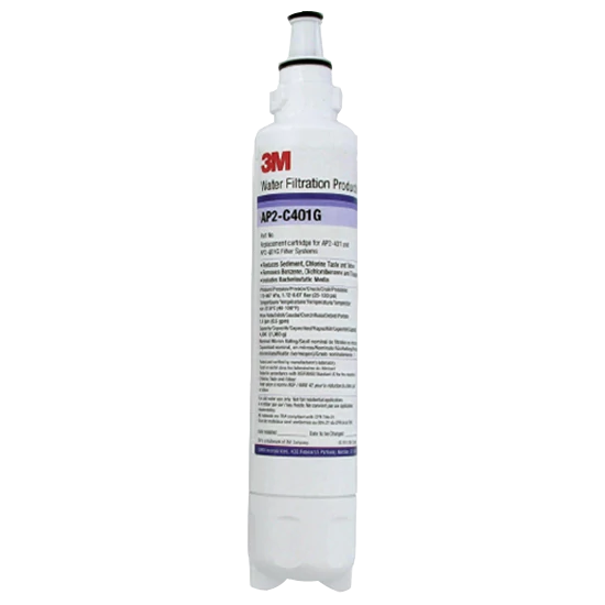 3M™ Aqua-Pure™ AP2-C401SG víztisztító szűrőbetét, 1 mikronos ezüstözött aktívszén-blokk szűrővel és vízkőgátló adalékanyaggal