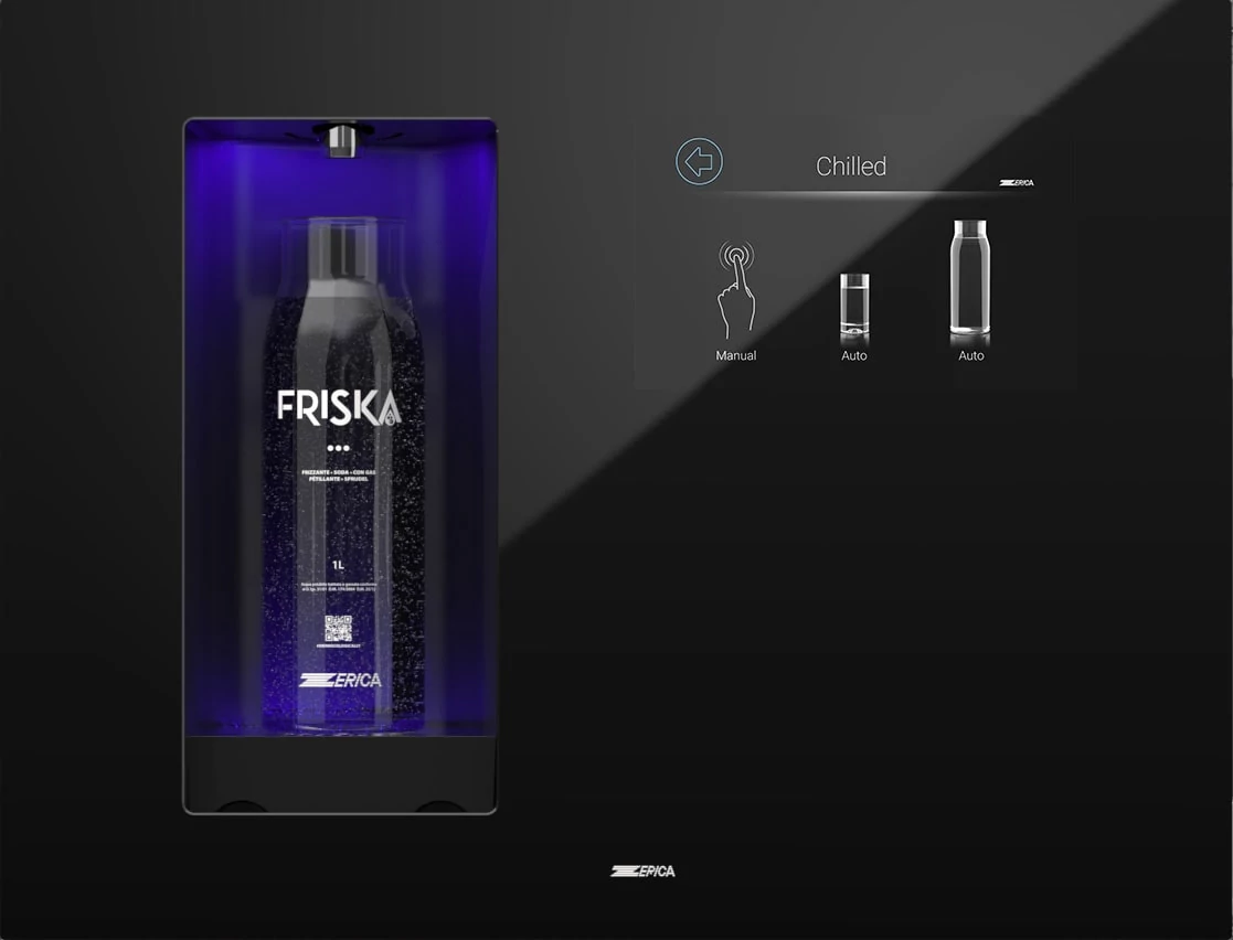 Zerica i-Wall 150 Glass 4.0 beépített hálózati vízadagoló és szóda készítő gép 3M™ Aqua-Pure™ vízszűrővel