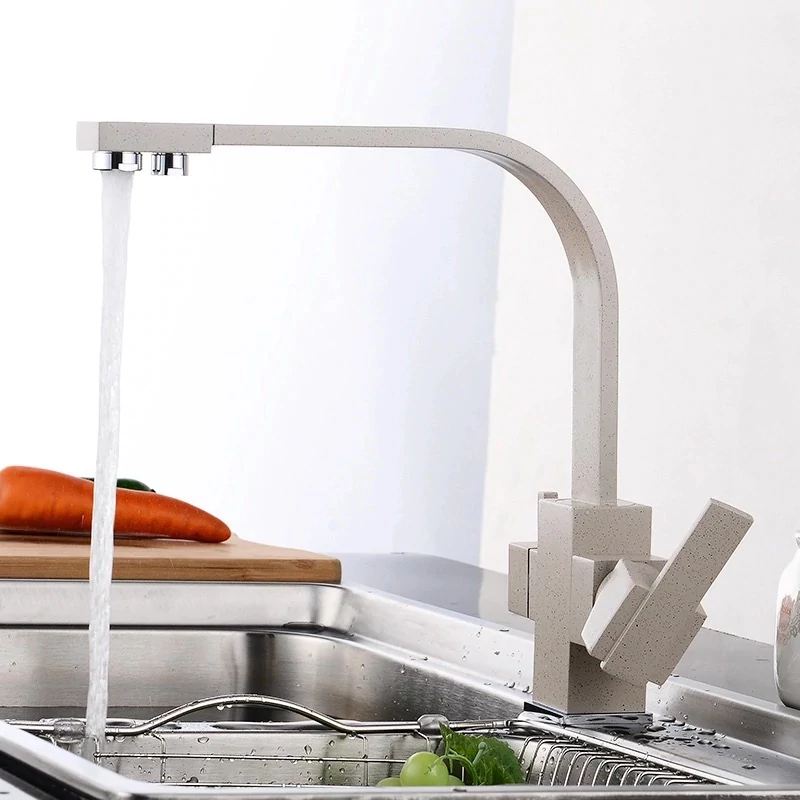 Square, két karos, 3 utas Konyhai Csap Víztisztítókhoz Gránit színben